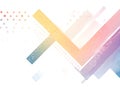 Abstract geometric composition with colorful diagonal stripes and halftone dots on white background Royalty Free Stock Photo