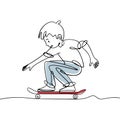 Continuous Line Drawing Skateboarder Performing Trick Artistic Vector Illustration Royalty Free Stock Photo