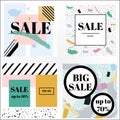 Artistic vector sale banners in trendy memphis style Royalty Free Stock Photo