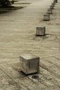 Artistic view of cement cubs in public space