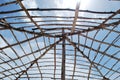 Gambia Beach Hut framework with blue sky