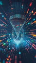 Artistic visualization of a digital funnel illustrating big data technology and its processes