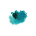 Artistic watercolor painting in blue and green tones. Bright spot , splash isolated on white background. Abstract modern artwork