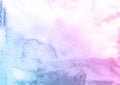 Pink and blue nature hand drawn watercolor background, raster illustration