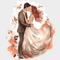 Artistic Wedding Kiss Painting In Delicate Watercolor Style