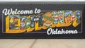 Artistic \'Welcome to Edmond Oklahoma\' mural by Dusty Gilpin and Dylan Bradway in downtown Edmond, Oklahoma. Royalty Free Stock Photo