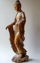 Artistic Wooden Sculpture of the Walking Buddha