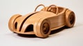 Artistic Wooden Toy Car With Voluminous Forms And Polished Craftsmanship