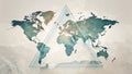 Artistic world map design featuring a geometric triangle overlay on a textured background. Generative AI Royalty Free Stock Photo
