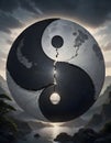Artistic Yin and Yang Symbol with Celestial Theme Representing Day and Night, Generative AI Royalty Free Stock Photo