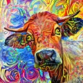 Artistic Male Farm Cow Impressionist Portrait Painting