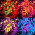 Pop Art Lion Retro Portrait Painting