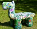 Artistically Painted Animal Bench at Zoo