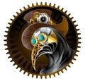 Steampunk plague doctor on white background