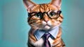 Scholarly Cat with Glasses