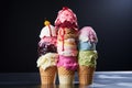 artistically stacked ice cream cones