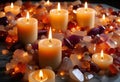 The Artistry of Candlelight and Quartz Crystals on Marble