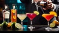 the artistry of mixology. cocktail presentation with vibrant colors,