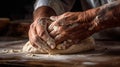Artistry in Motion. Macro View of Skilled Baker Crafting Dough. Generative AI