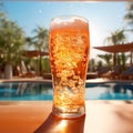 An Artistry of Refreshment: Discover Hyper-Realistic Depiction of a Transparent Glass, Brimming with Beer. AI Generated