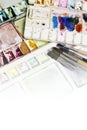 Artists brushes and watercolor paints