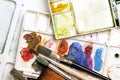 Artists brushes and watercolor paints