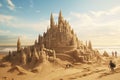 Artists creating intricate sand sculptures on a