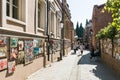 Artists hung their paintings for sale on the Ioane Shavteli St in Tbilisi city in Georgia