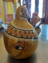 Artists impression on a dry gourd-Inside view of TAITU HOTEL Addis Ababa, Ethiopia