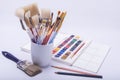 Artists painting and drawing materials Royalty Free Stock Photo