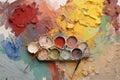 artists palette with mixed colors for mural restoration