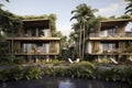 Artists Rendering of a Tropical Resort in a Lush Paradise Setting