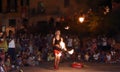 Artists on the street. acrobat juggler who performs on the street Royalty Free Stock Photo