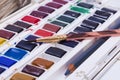 Artists watercolour paints and paint brush