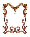 Art Nouveau delicate hand drawn border leafy frame with space for copy or graphics