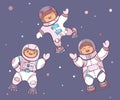?artoon astronauts in outer space, vector illustration