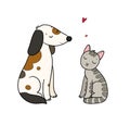 Artoon cute cat and dog. Cute animals. Funny animals