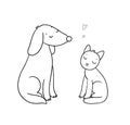 Artoon cute cat and dog. Cute animals