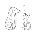 Artoon cute cat and dog. Cute animals