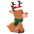 Vector cartoon cute reindeer isolated