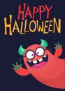 ÃÂ¡artoon monster character. Illustration of happy alien creature for Halloween party. Package, poster or greeting invitation