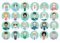 artoon multinational medical character avatars set. Circle icon with women men doctors medical uniform. Doctors and Royalty Free Stock Photo
