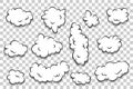 Artoon puff cloud template on transparent background