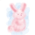 ÃÂ¡artoon rabbit. Pink fluffy small rabbit. Rabbit on a white background
