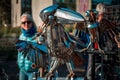 ArtPrize - Grand Rapids, MI /USA - October 8th 2016: Art piece of a crow made out of recycled metal on display during artprize 8 i