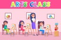 Arts Class School Time Poster with Smiling People Royalty Free Stock Photo