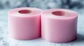 For arts, crafts, and DIY projects, pink matte cloth tape rolls are displayed on a white background for creative and Royalty Free Stock Photo