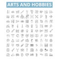 Arts and hobbies icons, line symbols, web signs, vector set, isolated illustration Royalty Free Stock Photo