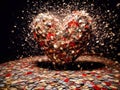 arts illustration of heart made from colorful pieces on black background. valentines day concept Royalty Free Stock Photo