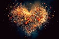 arts illustration of heart made from colorful splashes on black background. valentines day concept Royalty Free Stock Photo